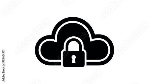 Cloud Security Lock Data Protection Icon Vector