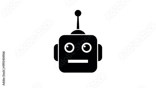 Cute Robot Face Icon Simple AI Bot Vector