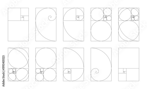 Photos Fibonacci numbers array set of 10 vertical elements