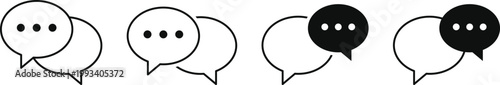 Set of chat and talk icon. Help desk and communication design. Speech bubble and messaging symbols. Online conversation and talk sign. Modern web policy signs
