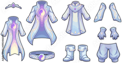 Collection of fantasy costume pieces.