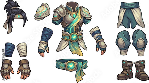 Fantasy armor pieces for character design.
