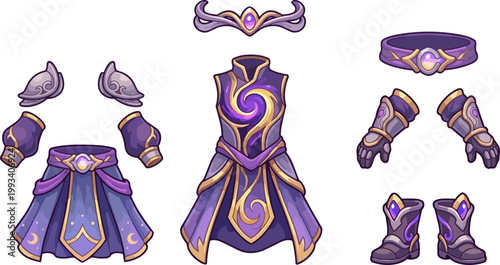 Fantasy purple and gold costume armor.