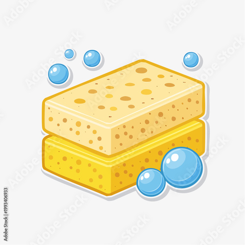 Two Yellow Sponges with Bubbles