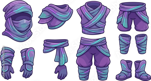 Purple ninja costume clothing set.