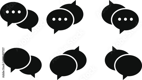 Set of chat and talk icon. Help desk and communication design. Speech bubble and messaging symbols. Online conversation and talk sign. Modern web policy signs