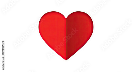 A vibrant red heart with a slight gradient and white outline against a stark black backdrop