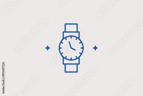Analog wristwatch with a leather strap indicating a classic sense of time. Timeless Vector Illustration for men's accessory guides and luxury watchmaker branding.