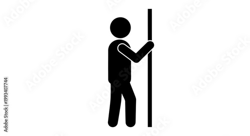 Man Leaning Against a Vertical Pole.