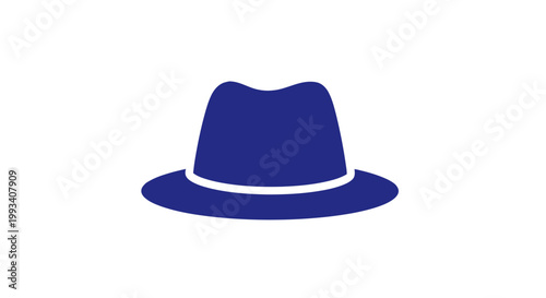 Blue Fedora Hat with White Band.