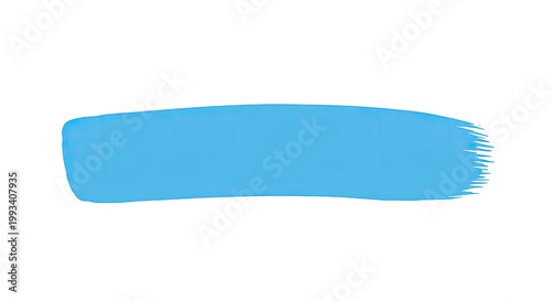 A single brushstroke of light blue paint on a black background, edges slightly textured