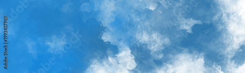 Bright blue sky with soft white cloud-like watercolor textures for atmospheric backgrounds and design