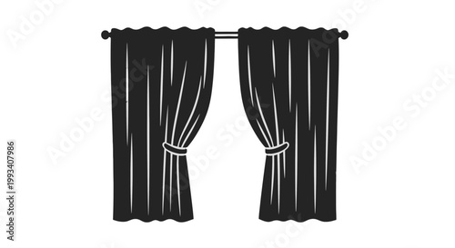 Black Curtains with White Stripes and Ties.
