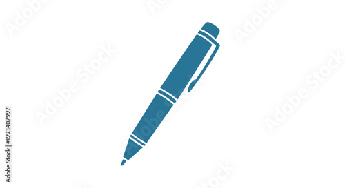 Blue Ballpoint Pen with White Stripes.