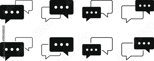 Set of chat and talk icon. Help desk and communication design. Speech bubble and messaging symbols. Online conversation and talk sign. Modern web policy signs