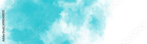 Bright turquoise watercolor wash with cloudy texture and soft white transitions for refreshing backgrounds and creative design projects