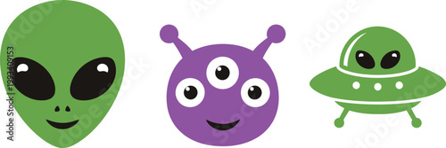 Charming cartoon aliens and a spaceship a whimsical illustration of extraterrestrial life and space exploration