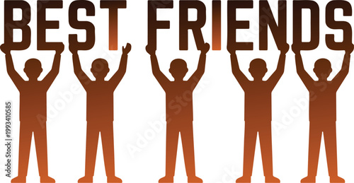 Group of friends holding the word best friends