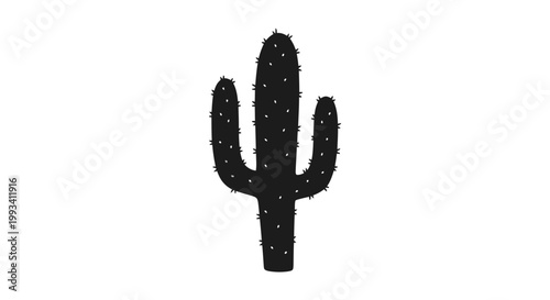 Black Silhouette of a Cactus Plant.