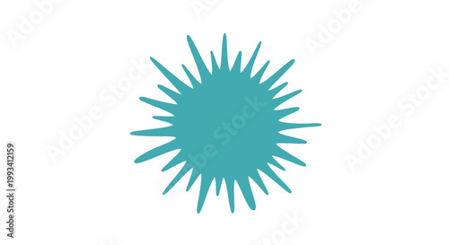 Teal Sun Icon with Radiating Lines.