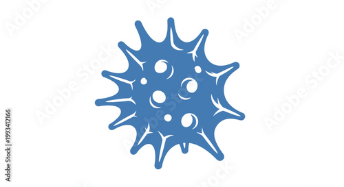 Blue Virus Illustration Isolated on White.