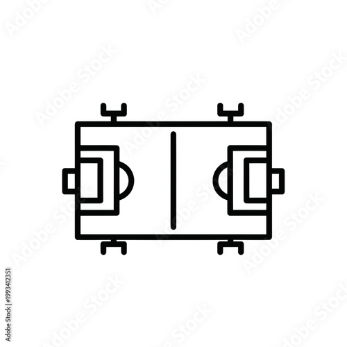 Soccer Field Icon - Minimalist Outline Drawing of a Football Pitch