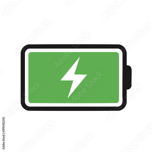 Green battery icon with lightning bolt symbol.