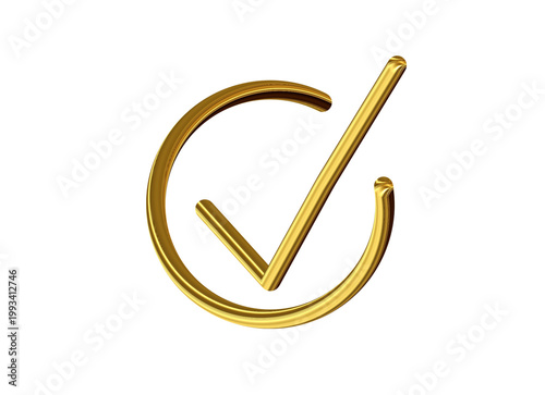 Golden check mark circle rounded icon