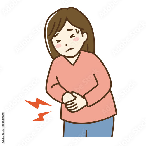 お腹が痛い女性　腹痛