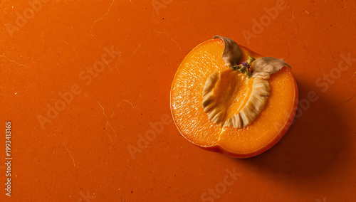 ​Minimalist Organic Persimmon on Textured Background