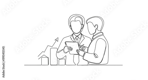 Businessmen analyzing growth chart on tablet, teamwork, strategy, success, financial data, progress