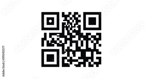 A stark black and white image featuring two qr codes and a central textured abstract design high quality