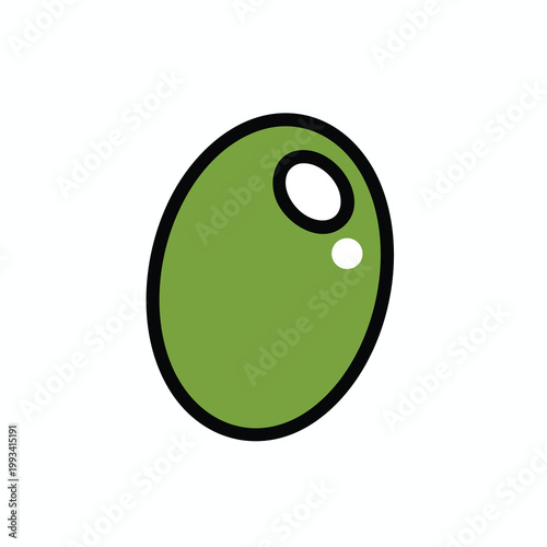 Simple Green Olive Icon with Highlight.