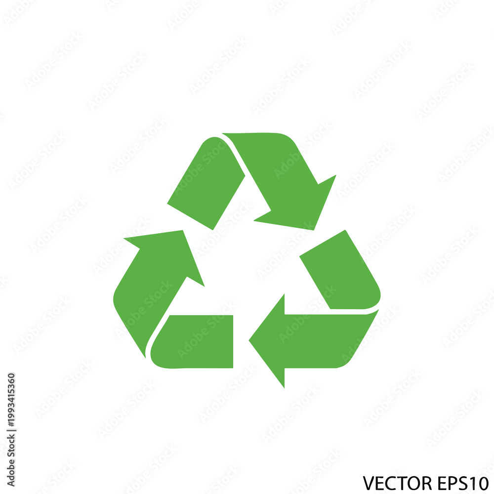 Fototapeta premium Green recycling symbol icon representing environmental conservation and sustainability.