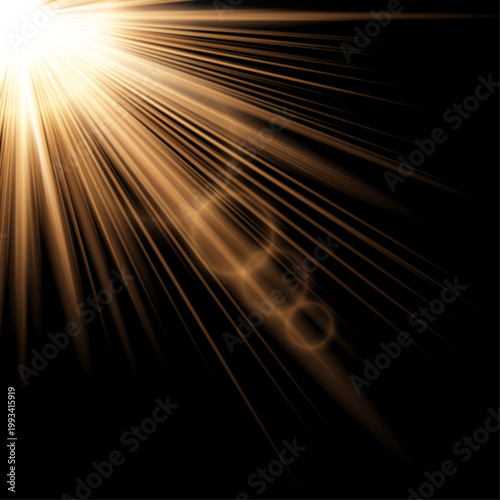 Bright light shining in the darkness with emanating rays