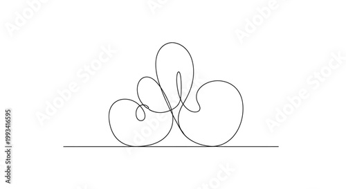 Abstract continuous line drawing of a cloud shape, minimalist, elegant, simple, white background