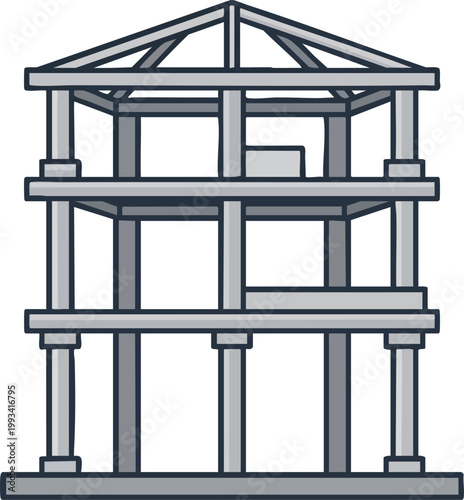 Building Framework Structure Vector Illustration Construction Concept