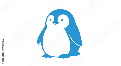 Foto Blue Penguin Illustration Simple Cartoon Character.