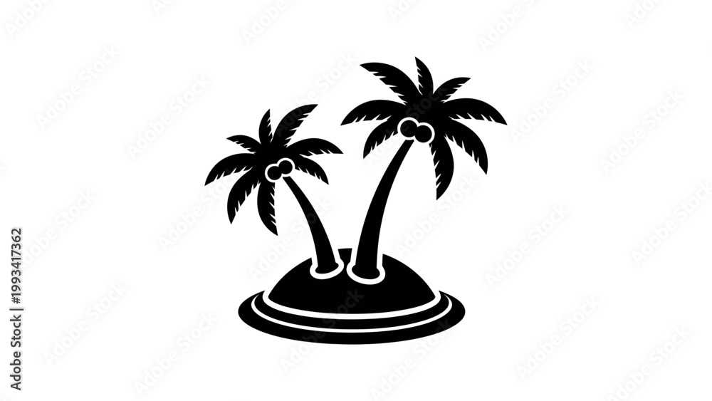 Obraz premium Tropical Island Palm Trees Icon Vector