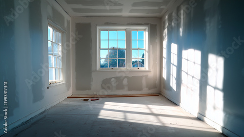 An office is being prepared for lease handover, with white walls repaired by filling nail holes and smoothing putty for restoration.