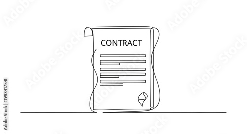 Contract Document with Seal on White Background, Legal Agreement Paper