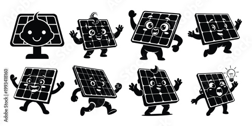 Solar panel characters ecology sustainability in renewable energy solutions