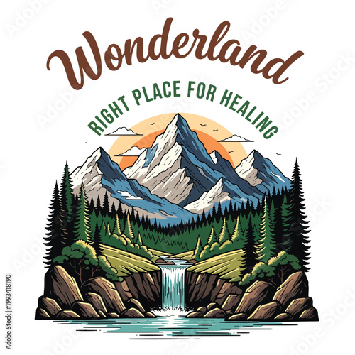 Wonderland Right Place for Healing Mountain Waterfall.