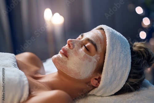 Woman Receives Facial Treatment in Spa During Afternoon Session