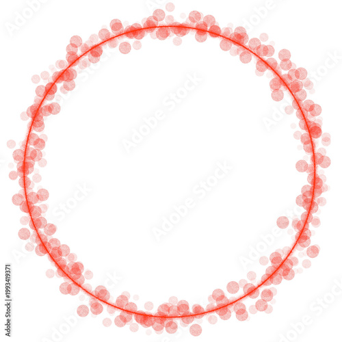 Red Dotted Circle Frame with Bokeh Effect, Abstract Soft Bubble Border