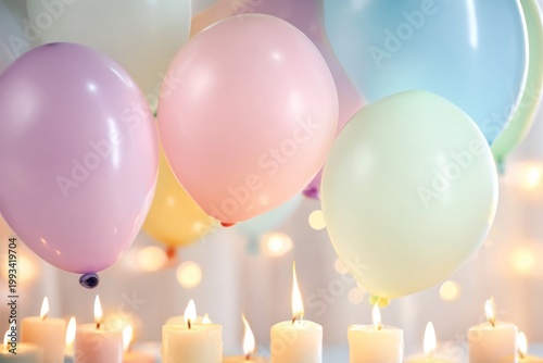 Celebration With Colorful Balloons and Candles During a Festive Event at Night