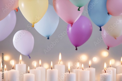 Celebration With Colorful Balloons and Candles During a Festive Event at Night