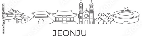 Line art shows Jeonju's cultural landmarks