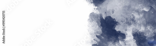 Dynamic watercolor splash background with deep navy blue and grey tones on a clean white canvas for modern graphic design and abstract art