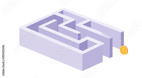 Indoor Maze Puzzle with Gold Coin for Challenge and Fun